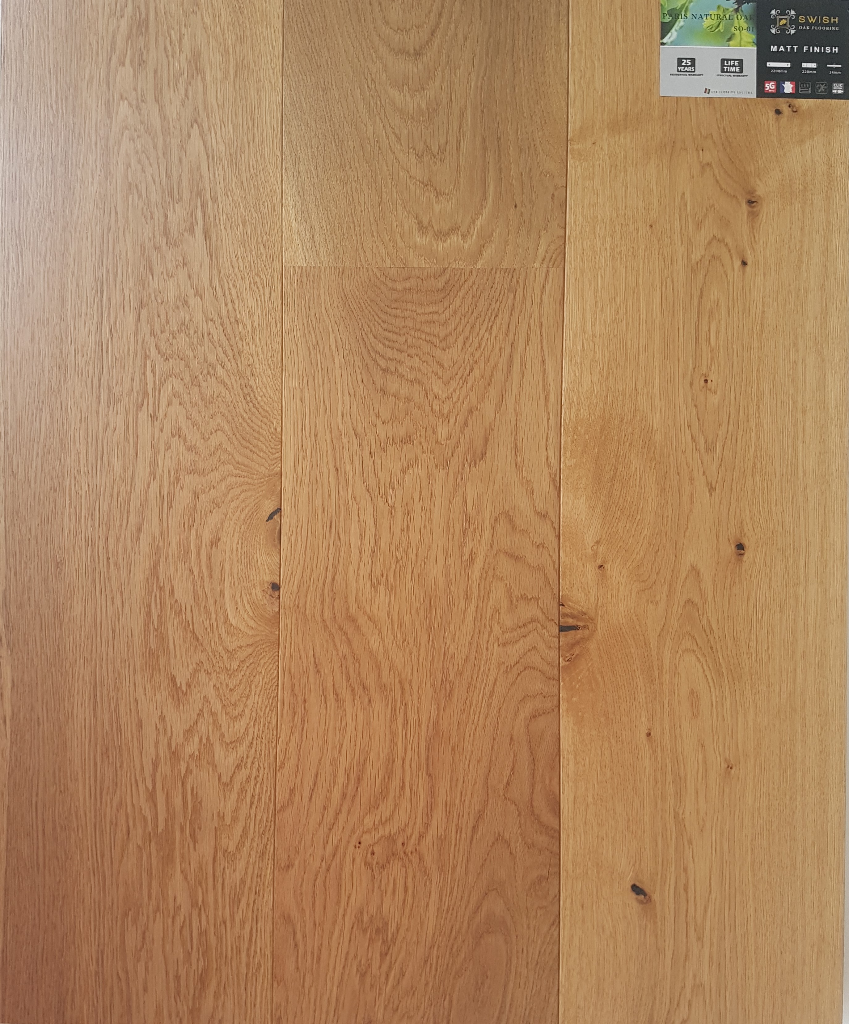 Paris Natural Engineered French Oak Flooring 2200mm X 220mm X 14mm